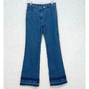 DG2 by Diane Gilman Jeans Size 10 Trouser Style Bootcut Raw Hem Hippie Boho